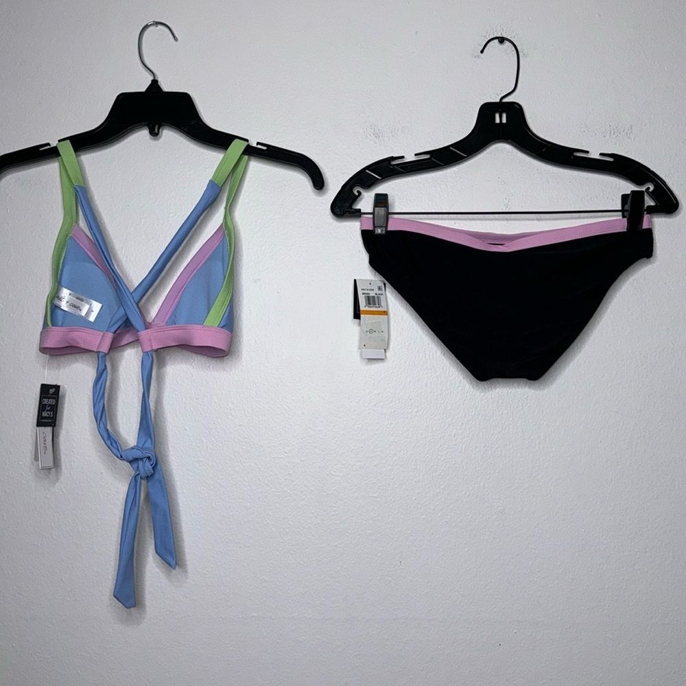 SALT + COVE X-Back Triangle Bikini Top & BINDING HIPSTER BIKINI BOTTOMS - Picture 6 of 16